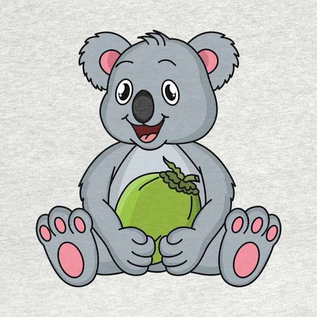 Cute koala and coconut cartoon illustration by Cartoons of fun